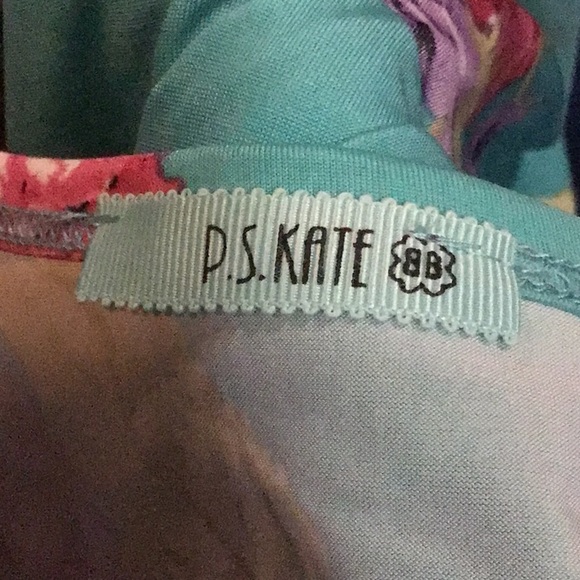 PS Kate Teal Blue Cold Shoulder Floral Ladder Cut-out Short Sleeve Top NEW - Picture 9 of 11